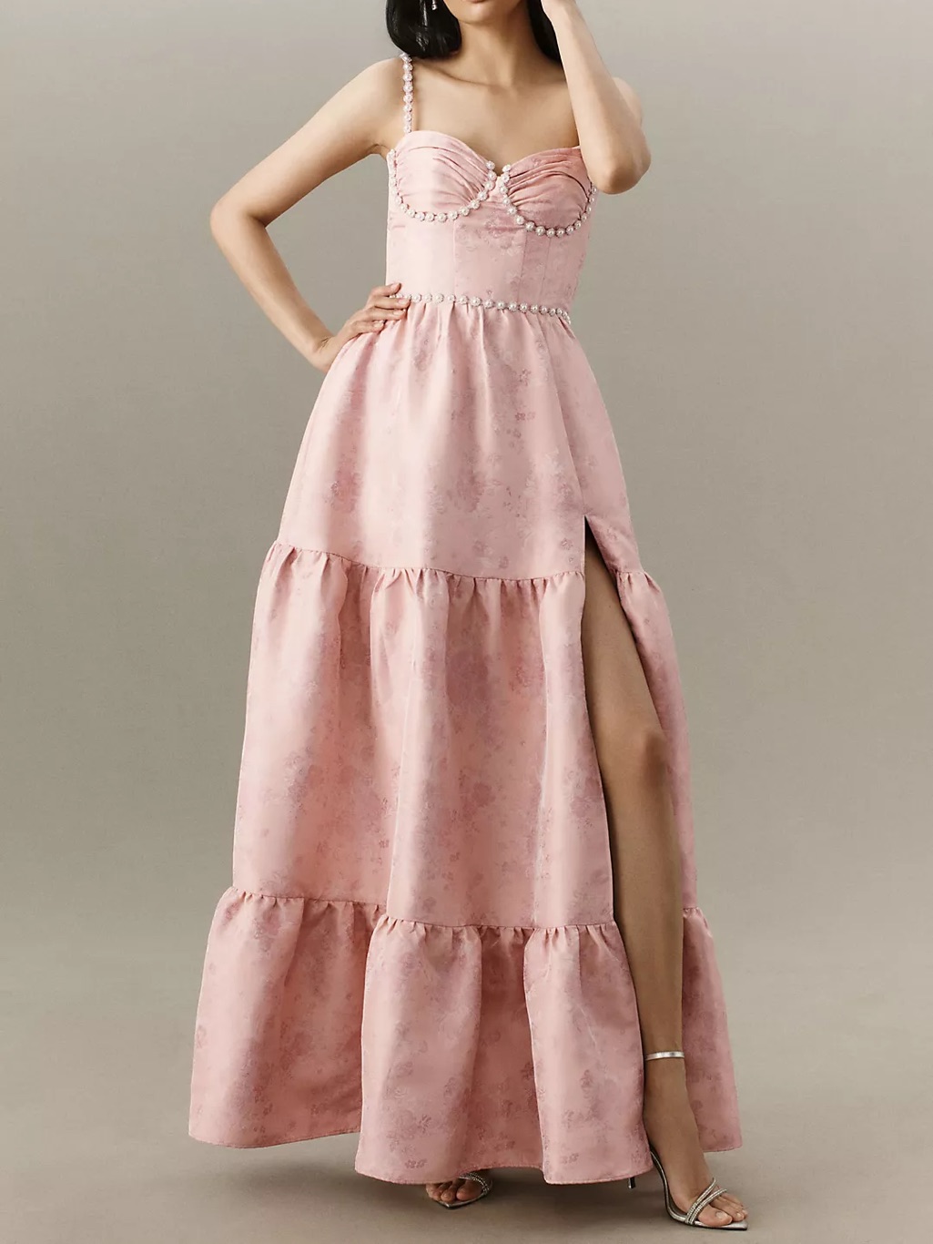 V. Chapman Lucetta Corset Tiered Maxi Dress